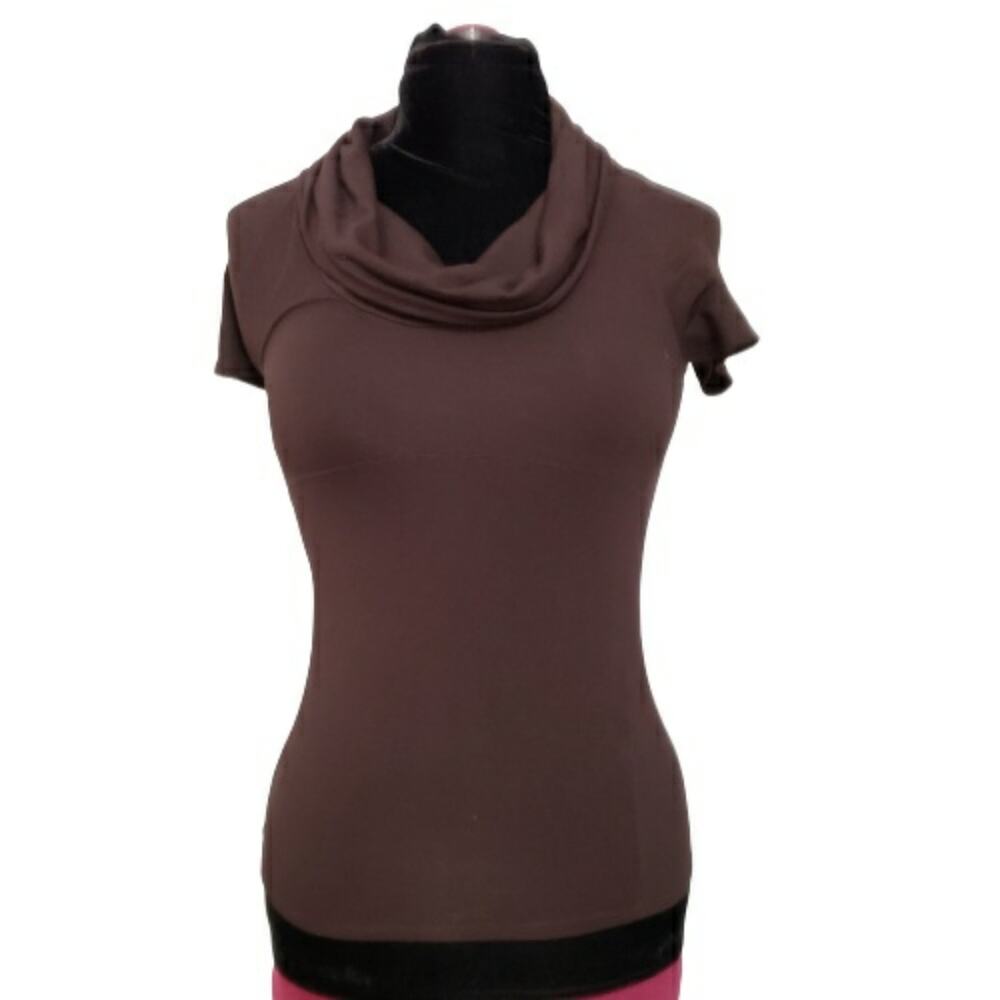 Isabella Demarco Chocolate Brown Cowl Neck Short Sleeve Modal Stretch Top Career